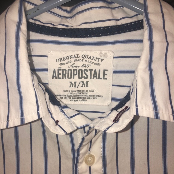 💙 Aeropostale Striped Long Sleeve Button Down - Picture 2 of 3